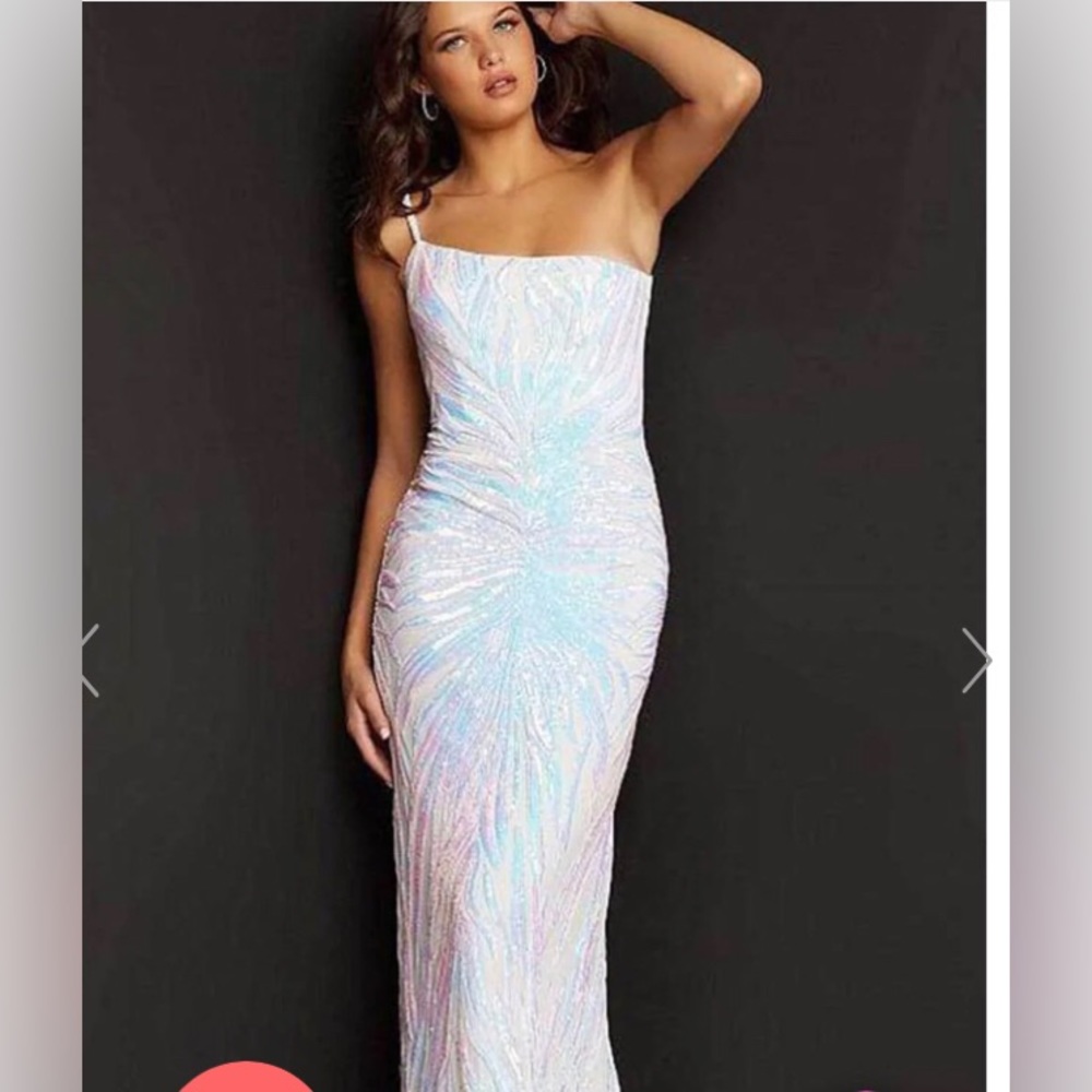 NWT Jovani Iridescent White #05664 Size 2 GORGEOUS